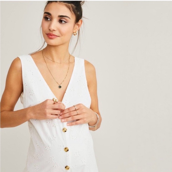 Hatch The Cassie Jumpsuit White Eyelet Lace Floral Size 0 Maternity Cotton - Picture 3 of 14